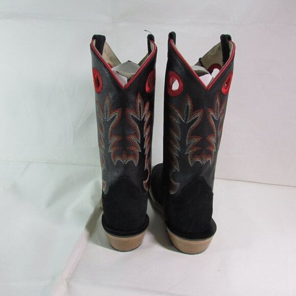 Old West Toddler Square Toe Suede Western Boots Black 8203 - Picture 3 of 4